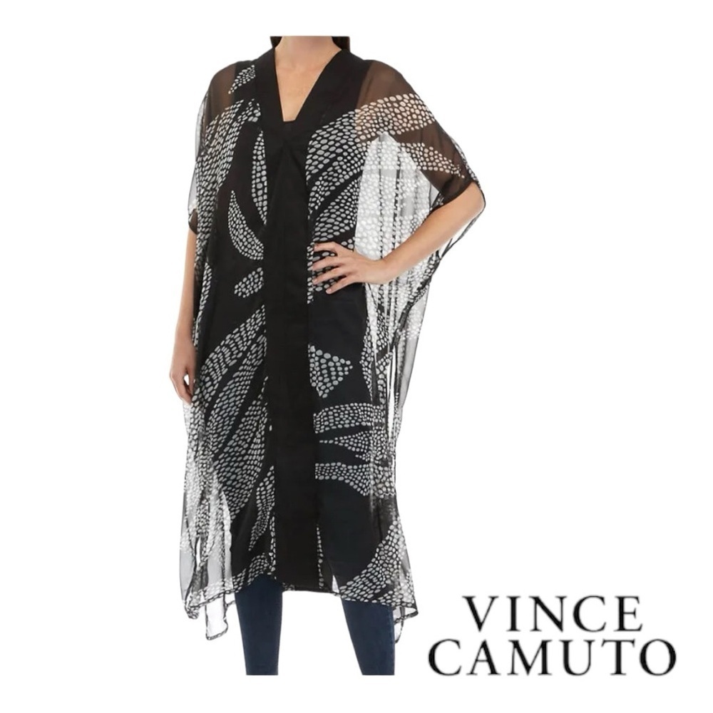 VINCE CAMUTO
Two Tone Print Caftan, Bathing Suit Wrap, NEW